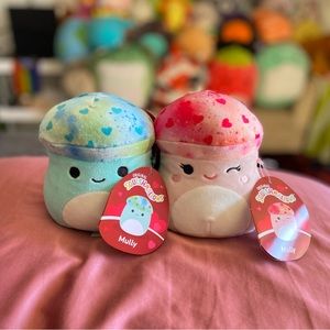 Squishmallows 5” Mully And Molly Mushroom Hearts Valentine’s Day Set